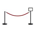 Montour Line Stanchion Post and Rope Kit Black, 2FlatTop 1RedRope 8.5x11H Sign C-Kit-1-BK-FL-1-Tapped-1-8511-H-1-PVR-RD-PS